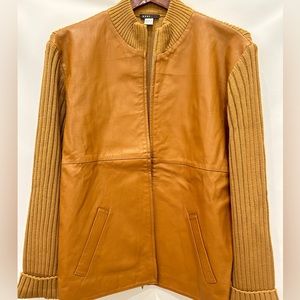 BERTONE Men’s Leather/ Knit Jacket, Made in Italy